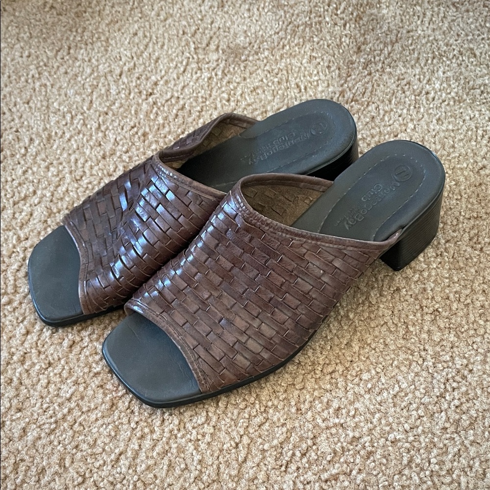 Monterey Bay Dark Brown Woven Mules